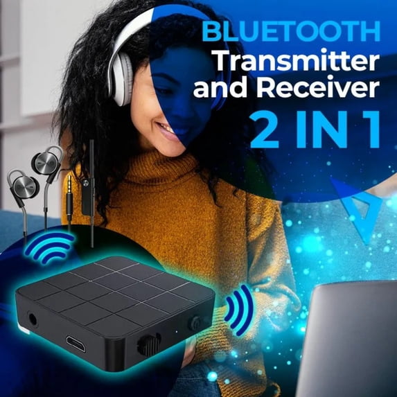 Bluetooth 5.0 Audio Transmitter and Receiver, 2-in-1 Wireless Adapter with 3.5mm Aux Cable, Low Latency For TV,Home Stereo, Car, Headphones, Dual Mode Converter