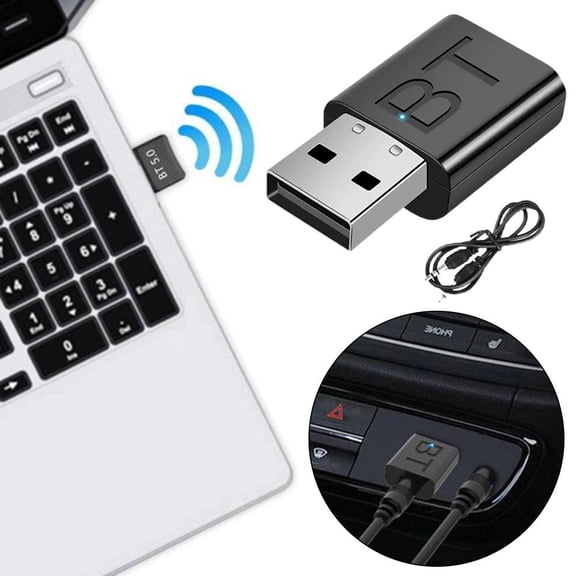 Bluetooth 5.0 Audio Transmitter Receiver Adapter, TX RX 2 Modes, Plug and Play, Compatible with Windows XP Vista Win7 Win8 Win10