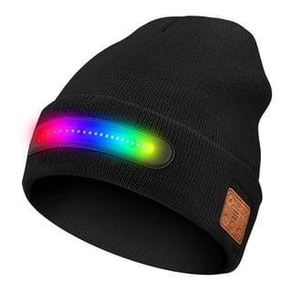 Bluetooth 5.0 Beanie with RGB Lights - Rechargeable Winter Hat with Music Sync LED Light, Built-in Speaker & Microphone