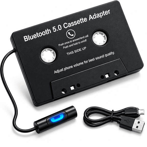 Bluetooth 5.0 Car Cassette Adapter Aux Audio Receiver Wireless Tape Converter Hands Free Calling Stereo Music Player For Car Tape Deck Smartphone Tablet Audio System