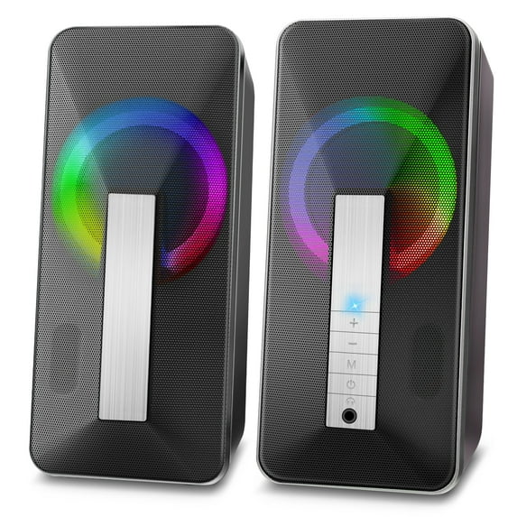 Bluetooth 5.0 Computer Speakers, USB Powered & 3.5mm Aux-in, RGB Gaming Stereo Speakers Systems for Desktop, PC, Monitor, Laptop
