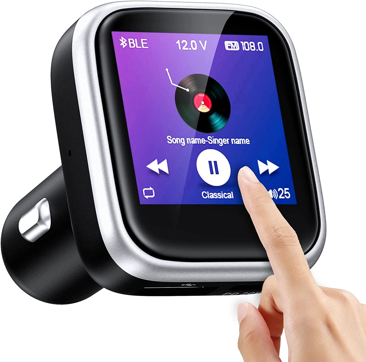 Bluetooth 5.0 FM Transmitter for Car, Auto Frequency Tuning QC3.0