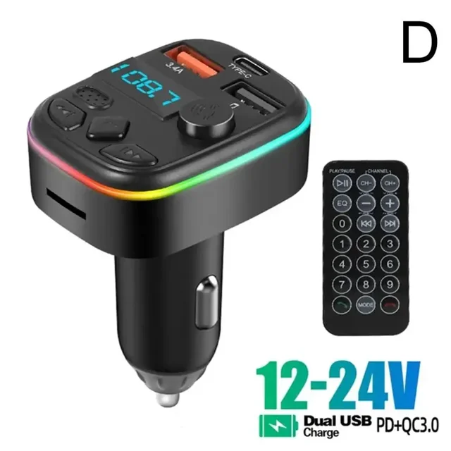 Bluetooth 5.0 FM Transmitter Handsfree Car Radio Modulator Quick Player