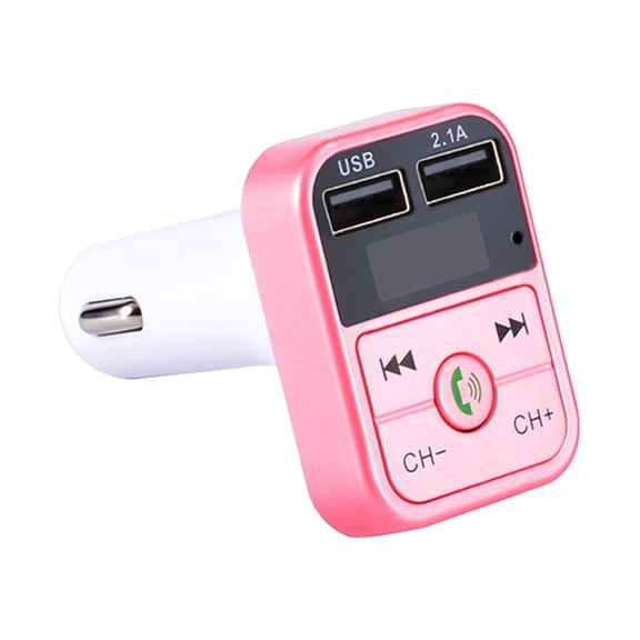 Bluetooth 5.0 FM for Car with Handsfree Dual USB Fast Charging MP3 Player Pink