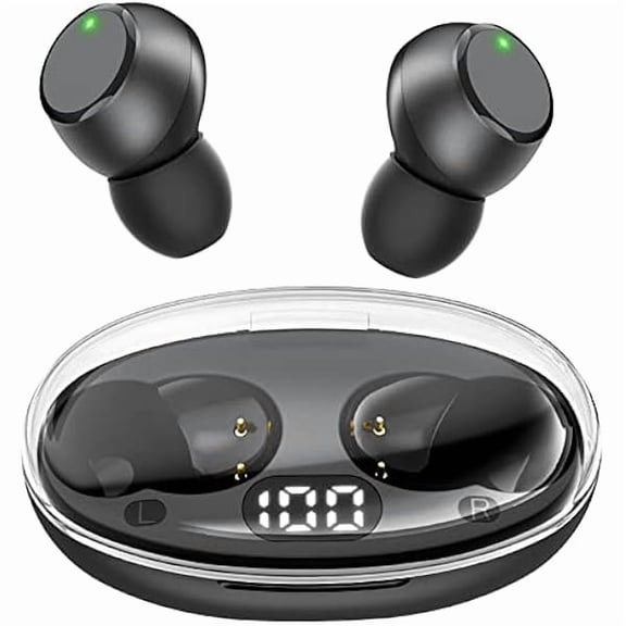 Bluetooth 5.0 Headphones Wireless Earbuds Mini Ear Buds Build-in Mic Stereo 35Hrs Playtime in Ear Earphones Immersive Premium Sound IPX5 Waterproof Headset with Charging Case Black