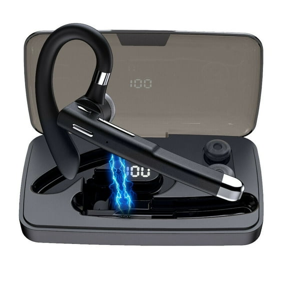 Bluetooth 5.0 Headset with Mic, Wireless Business Earpiece Earbuds Earhook Headphones with Charging Case for Drivers Driving Office