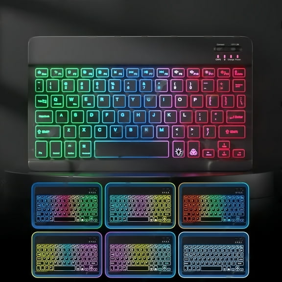 Bluetooth 5.0 Keyboard Mini Keyboard Wireless Keyboard RGB Backlit Keyboard Rechargeable Keyboard For IOS Android Windows iPad