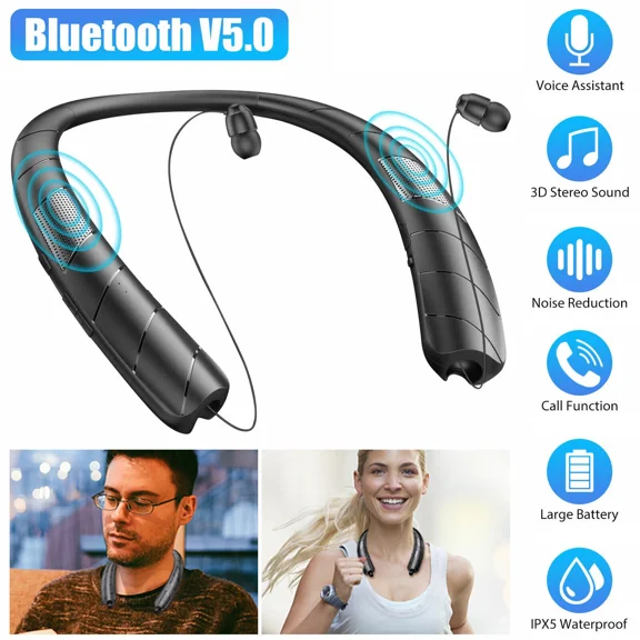 Bluetooth 5.0 Neckband Headset Wireless Earbuds Earphone Speaker Headphone w/Mic