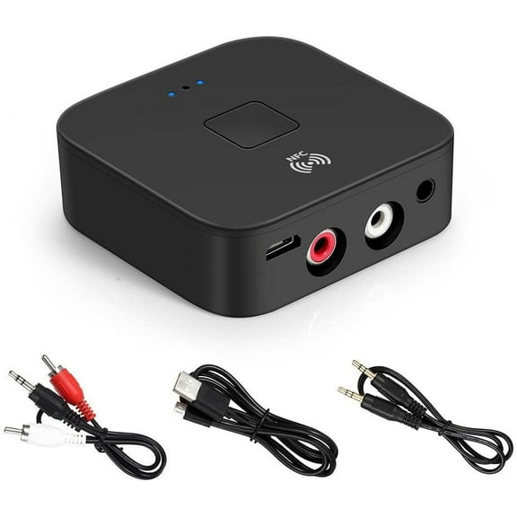 Bluetooth 5.0 Receiver Wireless 3.5mm Jack AUX NFC to 2 RCA Audio Stereo Adapter