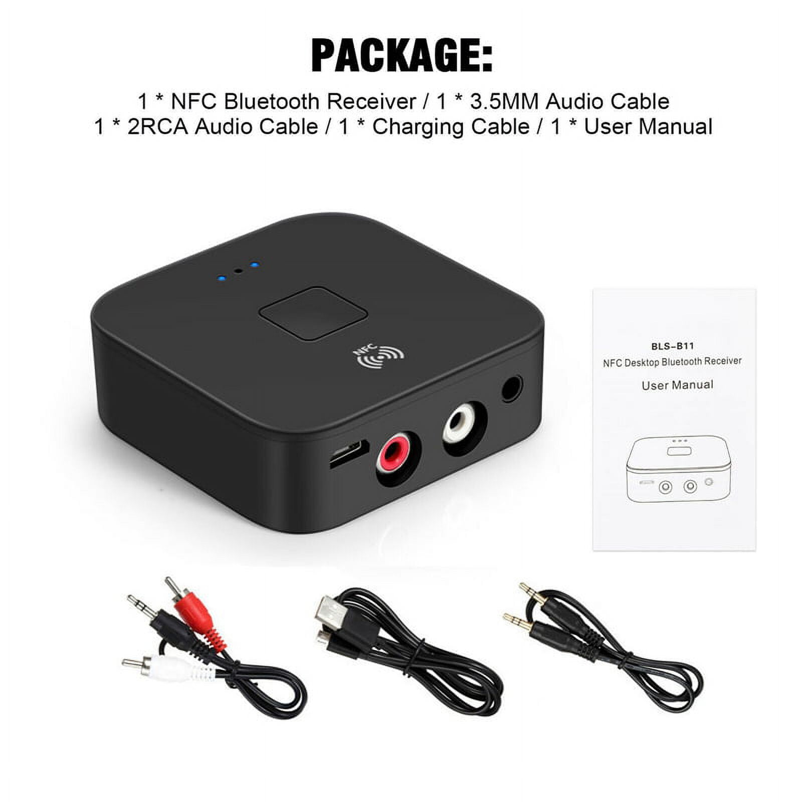 Produktbild von ELASO Bluetooth 5.0 Adapter – NFC, 3,5 Mm Klinke Auf RCA, Kabellos