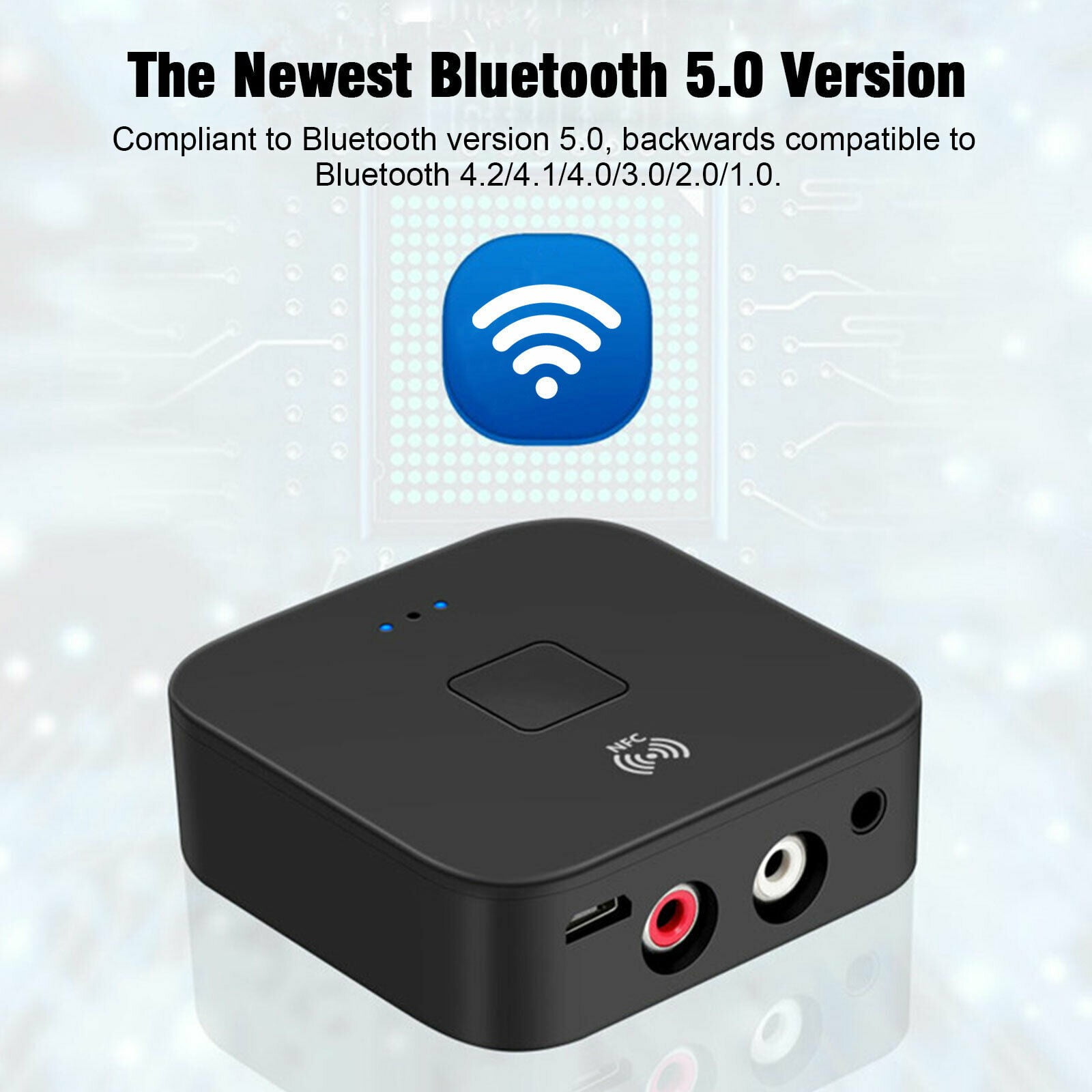Bluetooth 5.0 Receiver Wireless 3.5mm Jack AUX NFC to 2 RCA Stereo