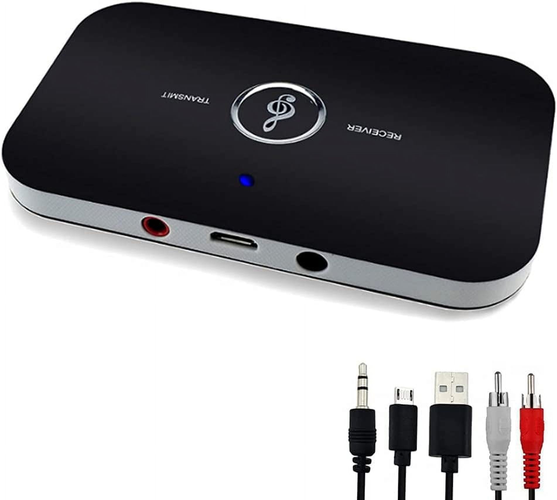 Bluetooth 5.0 Transmitter Receiver, 2-in-1 Wireless Audio Adapter,3.5mm AUX RCA Adapter for TV PC Headphones Car Home Stereo System