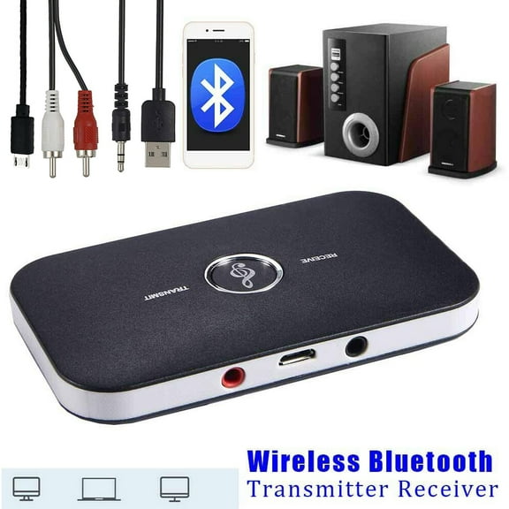 Bluetooth 5.0 Transmitter Receiver,2-in-1 Wireless Audio Adapter,3.5mm AUX RCA Adapter for TV PC Headphones Car Home Stereo System