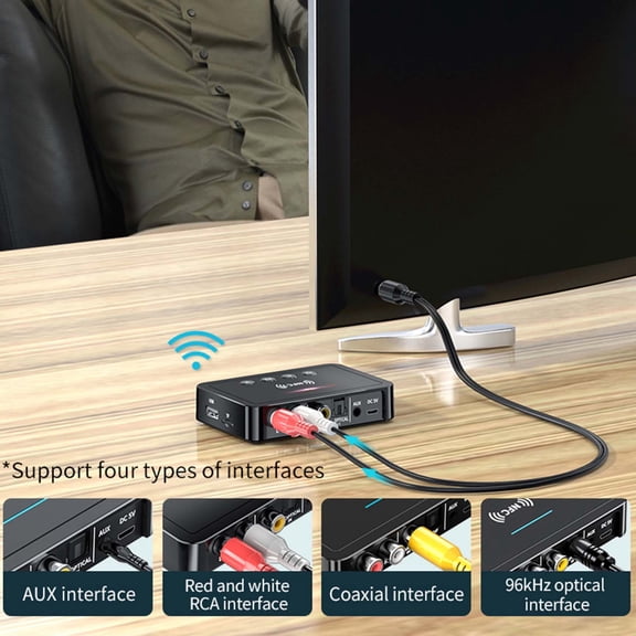 Bluetooth 5.0 Transmitter Receiver for TV,3 in 1 Bluetooth Adapter HiFi Audio Receiver FM Transmitter for Home Stereo/Speakers/TV with LED Display,3.5mm AUX,RCA Interface,Supports USB Flash Drive