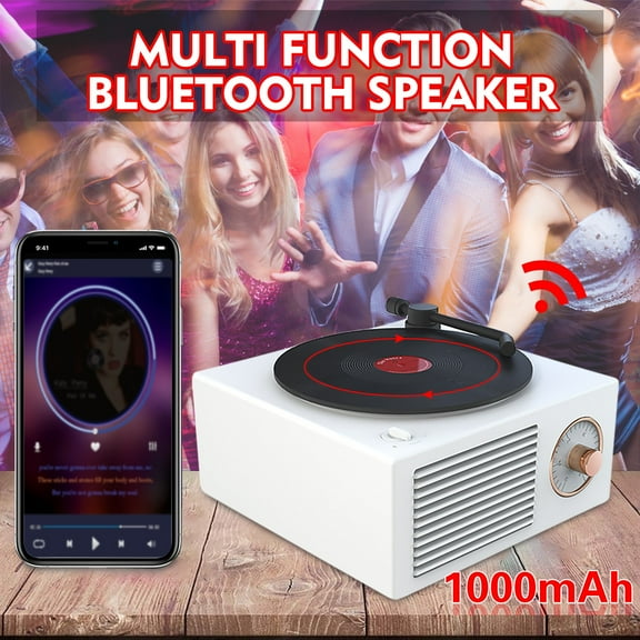 Bluetooth 5.0 Vinyl Record Player Speaker Strong Bass TF Card Portable