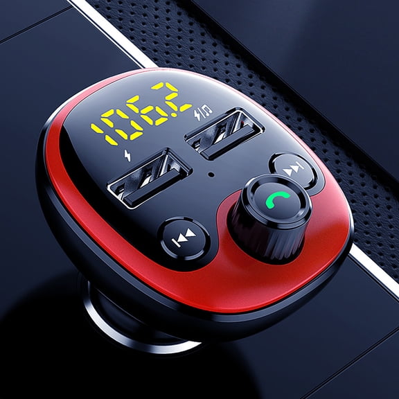 Bluetooth 5.0 Wireless FM Transmitter Car Adapter,Dual USB 3.1 Fast Charger Hands-Free Call MP3 Music Player,Built-In Mic Noise Reduction Radio Receiver Support USB Disk TF Card 12V-24V Universal