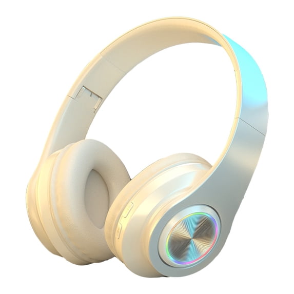 Bluetooth 5.0 Wireless Headphones Over Ear Foldable Headset with LED Light,HiFi Subwoofer Stereo Sound,Wired Wireless TF Card Modes,Portable Comfort for Mobile Computer Gaming Sports Music