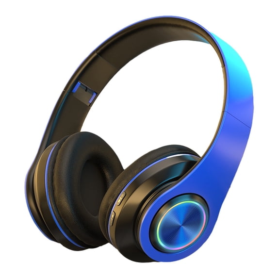 Bluetooth 5.0 Wireless Headphones Over Ear Foldable Headset with LED Light,HiFi Subwoofer Stereo Sound,Wired Wireless TF Card Modes,Portable Comfort for Mobile Computer Gaming Sports Music