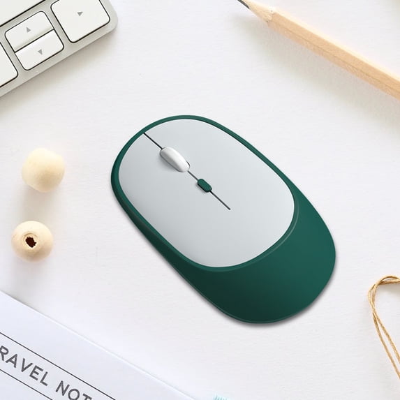 Bluetooth 5.0 Wireless Mouse, Rechargeable Noiseless Silent Click Portable Mouse with USB Receiver, for Laptop PC Tablet(Green)