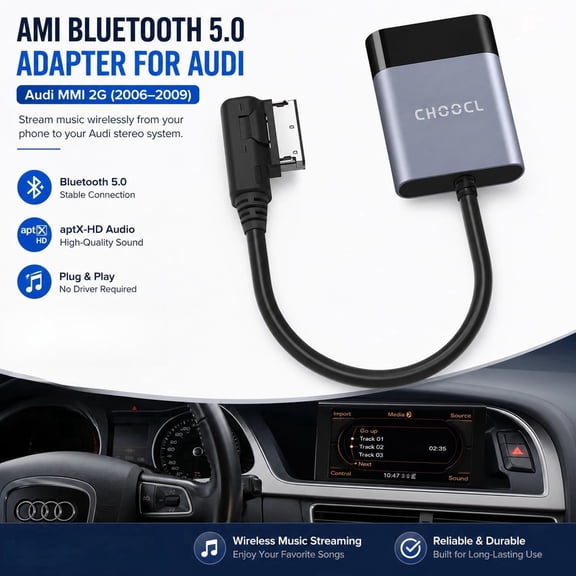 Bluetooth Car Adapter Compatible with Audi AMI MMI Mercedes Media Interface and Volkswagen MDI Connector