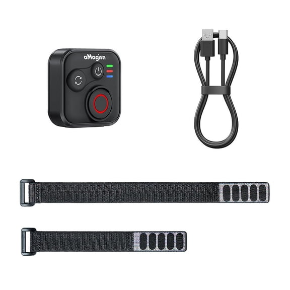 Bluetooth 5.1 Sports Camera Remote Controller, 50m Wireless Waterproof Shutter Trigger, With Wrist Straps & Charging Cord