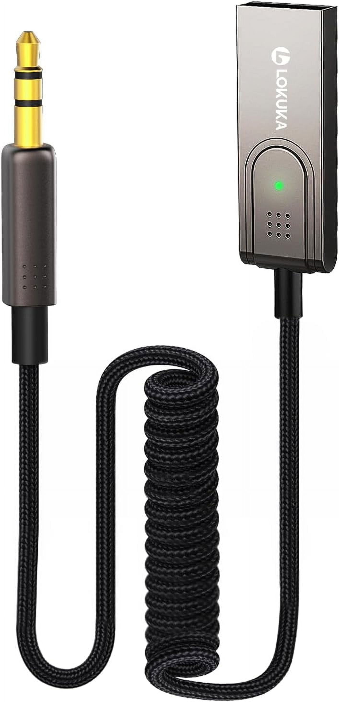 Bluetooth 5.1 to Aux Adapter for Car, USB to TRS 3.5mm Bluetooth Receiver adds Bluetooth to Car