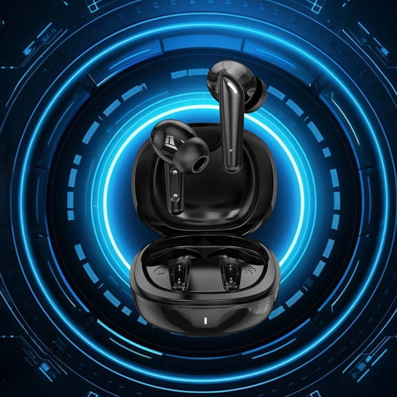 Bluetooth 5.2 Wireless Earbuds with HiFi Stereo Sound and Noise Cancelling Mic, Fingerprint Touch Headphones with Type C Charging Case for Sports Gaming Music Calls Travel Office