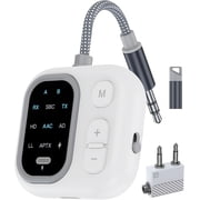 Bluetooth Transmitter Receiver for TV,2-in-1 Wireless Bluetooth Audio Adapter for Airplane, Support 2 Wireless Headphones,D ual Pairing & Hands-Free Calling