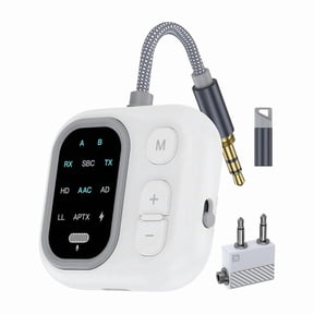 Bluetooth 5.3 Audio Adapter, 2 in 1 Wireless Audio Transmitter Receiver AUX RX/TX for Car Home Airplane Airline Travel