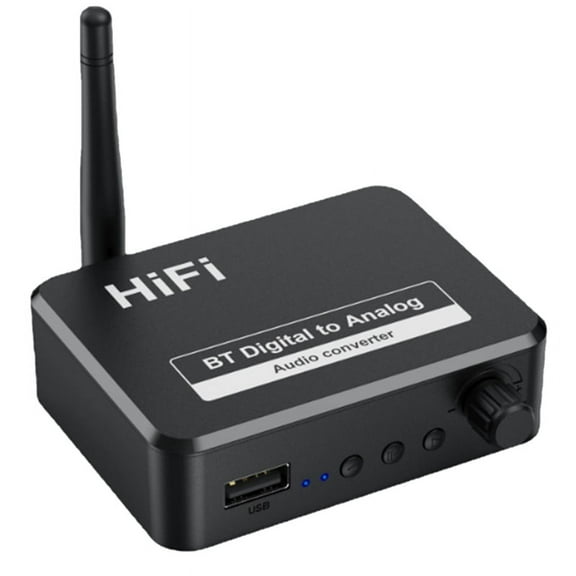 Bluetooth 5.3 Audio Receiver Digital to Analog Converter 3.5mm AUX L/R U-Disk Optical Stereo Hifi Wireless Adapter,1 x Bluetooth 5.3 Audio Receiver,Black