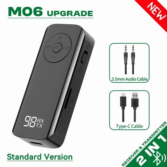 Bluetooth 5.3 Audio Transmitter Receiver 3.5MM AUX Support TF Card Play MIC Collar-Clip Wireless Adapter For Car Airplane TV PC