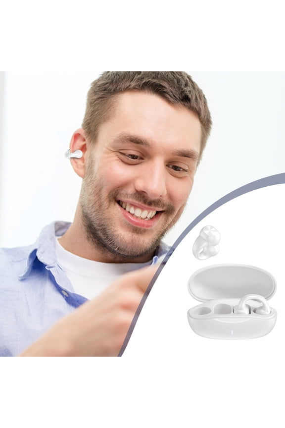 Bluetooth 5.3 Earring Wireless Headphones Open Ear Earbuds,Fashion Ear Clip Design Bluetooth Headset,Long Battery Life,Low Latency Sound,Comfortable Wear for Men Women Kids Daily Sports Travel
