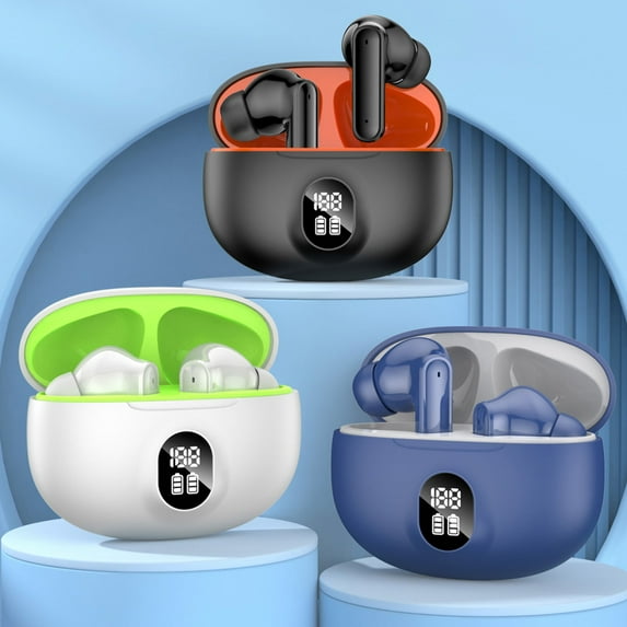 Bluetooth 5.3 Enhanced Noise Cancellation,Extended Battery Life,Smart OLED Display,Stylish Over-Ear Headphones,Advanced Audio,Workout-Friendly,Noise-Isolating,Wireless Earbuds|Plastic,Black