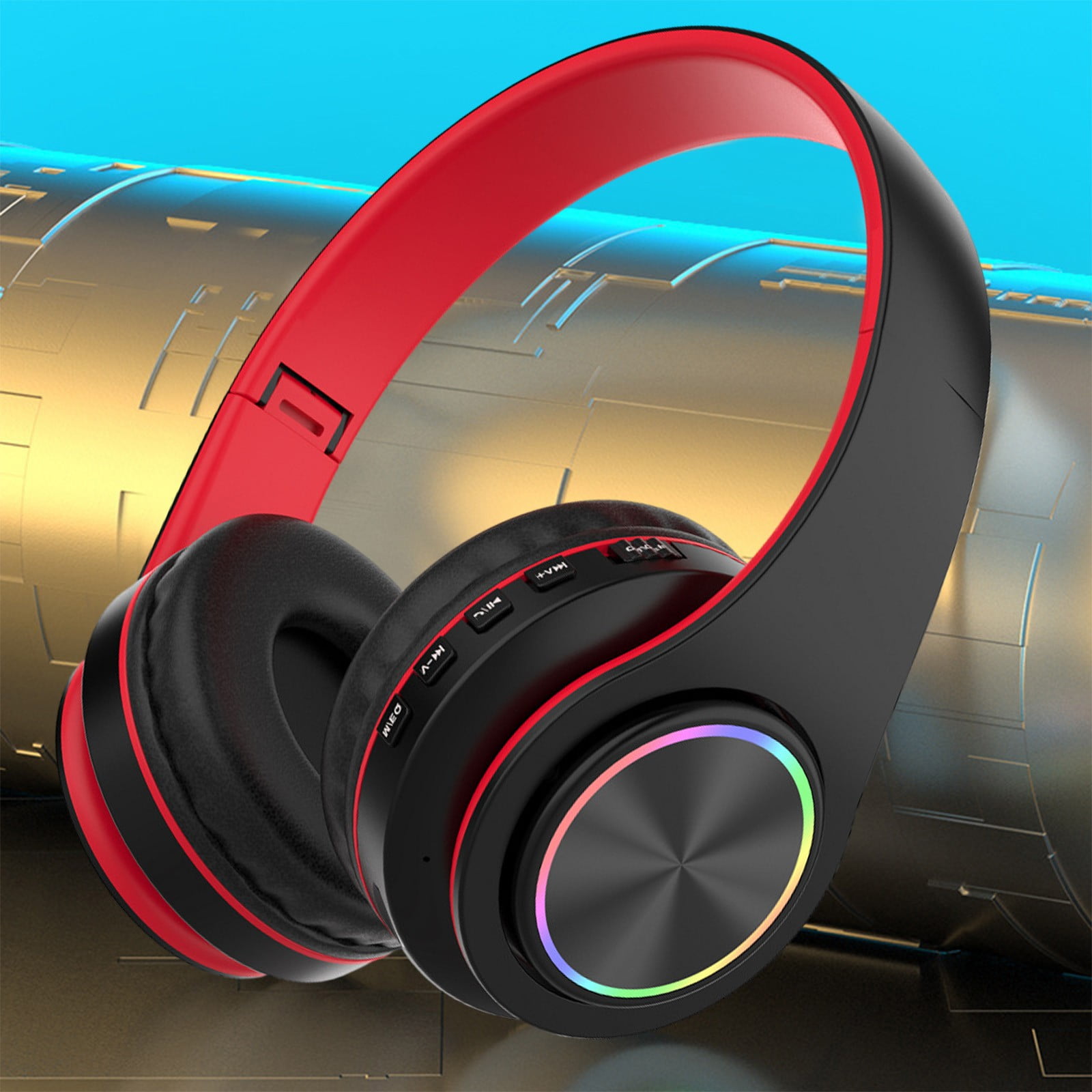 Bluetooth 5.3 Headphones Over Ear RGB LED Light Up Wireless Foldable Headset Built in Microphone with Wireless and Stereo Headphone On Ear Lightweight for Girls Boys Adult Walmart
