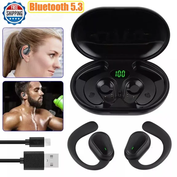 Bluetooth 5.3 Headsets Wireless Earbuds Earphones Stereo Headphones Ear Hook Usa