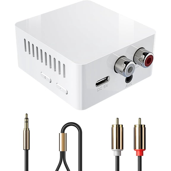 Bluetooth 5.3 Receiver for Home Stereo, Wireless Audio Adapter, HiFi Music Streaming, Amplifier,Long Range Low Latency, 3.5mm AUX & RCA Output, USB-C Powered