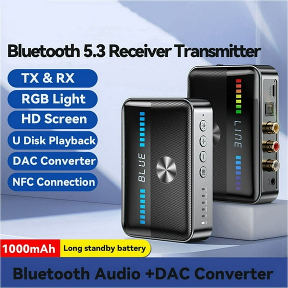 Bluetooth 5.3 Receiver Transmitter 3.5mm Aux Coaxial Optical Digital to Analog Audio Adapter HiFi NFC Converter