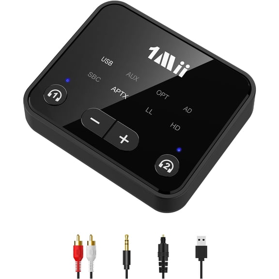 Bluetooth 5.3 Transmitter for TV to 2 Wireless Headphones/Speakers | aptX Adaptive/HD, Optical/AUX/RCA Audio Inputs with Volume Control, 100FT Long Range Bluetooth Adapter for Television