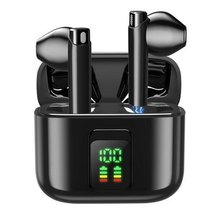 Bluetooth 5.3 Wireless Earbuds Headphones Noise Cancelling with Built-in Mic and Charging Case Hands-free Calling Sweatproof In-Ear Headset Earphone Earpiece for iPhone/Android Smart Phones,Black