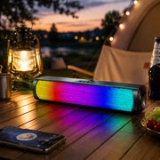 Bluetooth 5.3 Wireless Speaker System Surround Stereo Sound Deep Bass Dynamic Color-Changing LED Lights TF Card Playback Type-C Charging Slim Portable for PC TV Laptop Home Audio