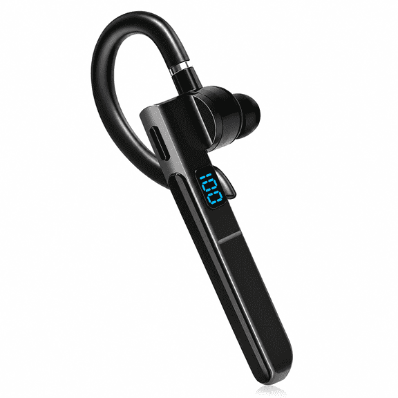 Bluetooth 5.3 Wireless Trucker Headset with Dual Microphone Noise Cancelling Earpiece Voice Answer LED Display IPX7 Waterproof Hands Free Headset Compatible With iPhone Android