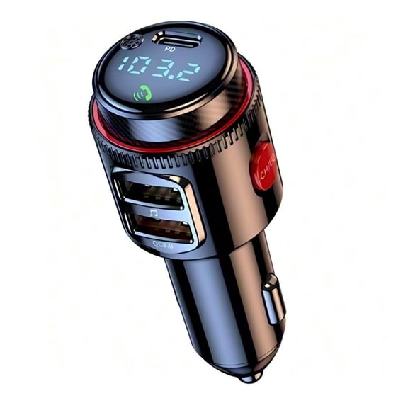 Bluetooth 5.4 Car Adapter FM Transmitter, Type -C PD 30W & QC3.0 48W Fast Charging, HiFi Bass EQ, CVC Hands-Free Calls, Siri Google Assistant, Wireless Radio Adapter for 12V/24V Cars/Trucks/Vans