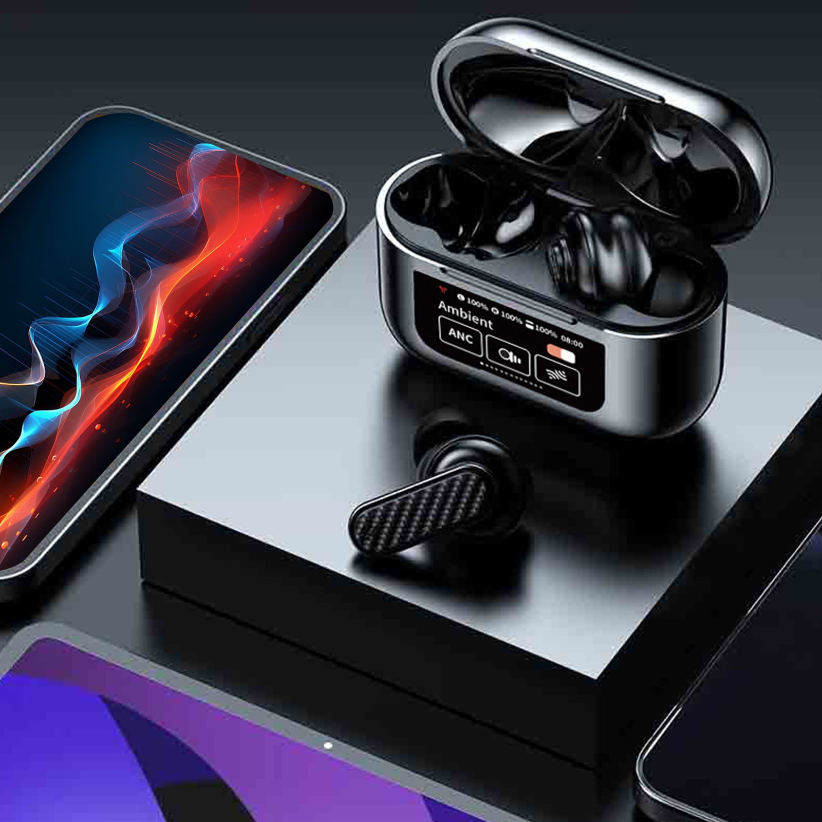 Bluetooth 5.4 Earbuds with Touch Screen, Noise Cancellation, and 8Hour