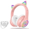 thumbnail image 1 of LOBKIN Kids Wireless Headphones, 50H Playtime, Volume Limited 94dB, with Mic, Foldable for School/Travel/Airplane, Pink, 1 of 9