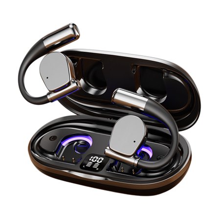 Bluetooth 5.4 Open Ear Wireless Headphones Ear Hanging Earbuds,Non In Ear HD Call Bluetooth Headset,Digital Display,Dual Mic Noise Reduction,Low Latency Gaming,IPX5 Waterproof for Sports Workout