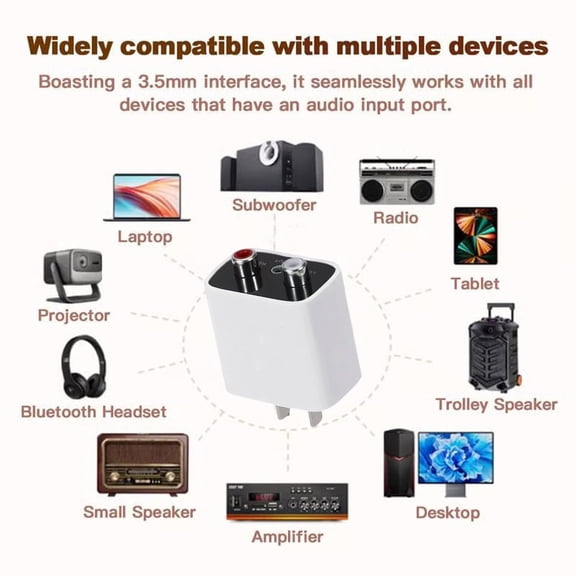 Bluetooth 5.4 Receiver Upgrade Old Speakers to Wireless Audio, for Old Stereo/Speaker/Wired Speakers/Home Audio Music Streaming Stereo System (White)