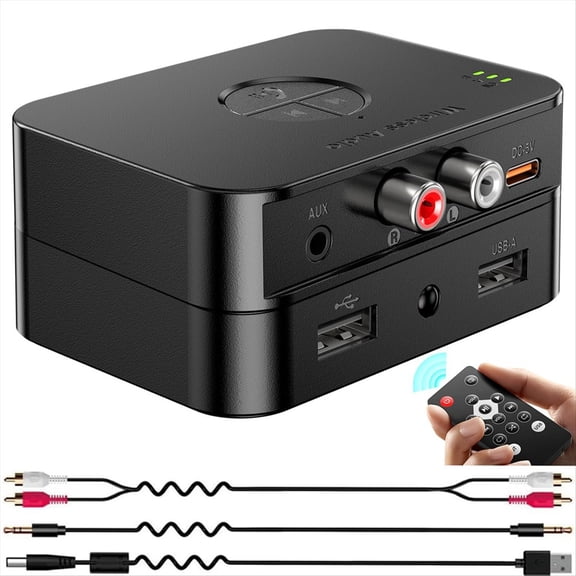 Bluetooth 5.4 Receiver for Home Stereo,Audio Adapter for HiFi Music Streaming, Wired Speakers, USB Flash, with AUX 3.5mm