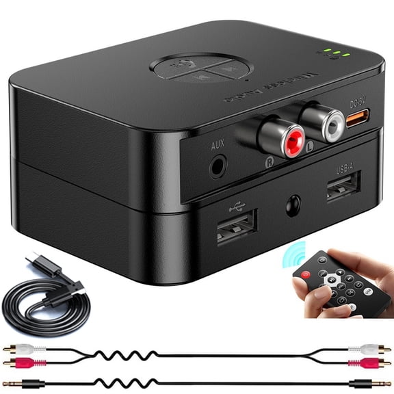 Bluetooth 5.4 Receiver for Home Stereo,Audio Adapter for HiFi Music Streaming, Wired Speakers, USB Flash, with AUX 3.5mm