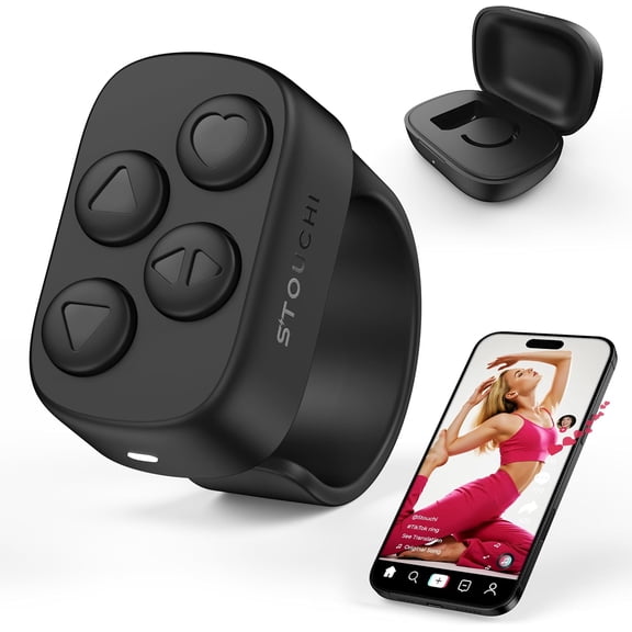 Bluetooth 5.4 Scrolling Ring for TikTok, Rock-solid Connection, 100Hrs Battery, Comfort Wear Fingertip Wireless Bluetooth Remote Control, Compatible with iPhone, iPad and Android Phones/Tablet