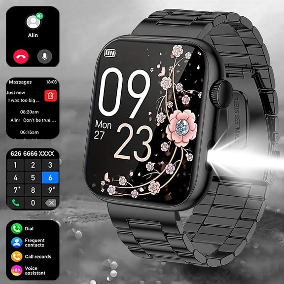 Bluetooth 5.4 Smart Watch, 1.85" HD Screen, IP68 Waterproof, Wireless Call Answer & Hang Up, Multi Sports Modes, Weather Sedentary Water Drinking Alarm Reminders